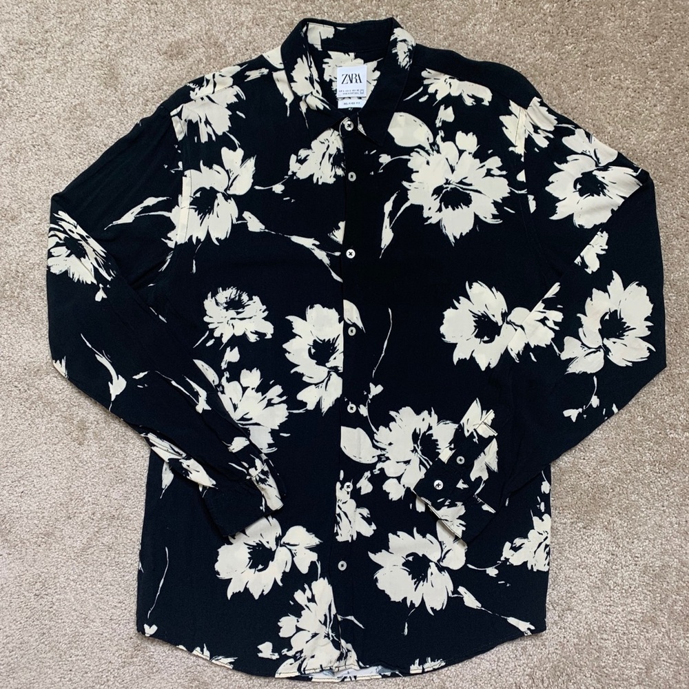 Zara Button Down Floral Shirt